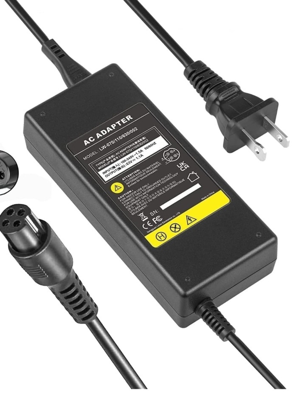 TREE.NB Scooter Charger for Segway Ninebot, 63V 1.1A 4-Pin
